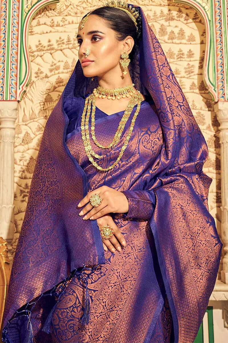 Ananta Royal Blue Kanjivaram Zari Weaving Silk Saree