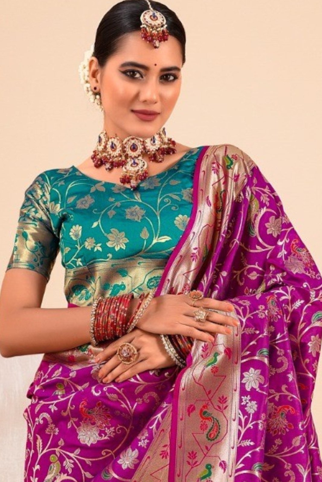 Shailja WIne Pure Paithani Silk Zari Weaving Saree