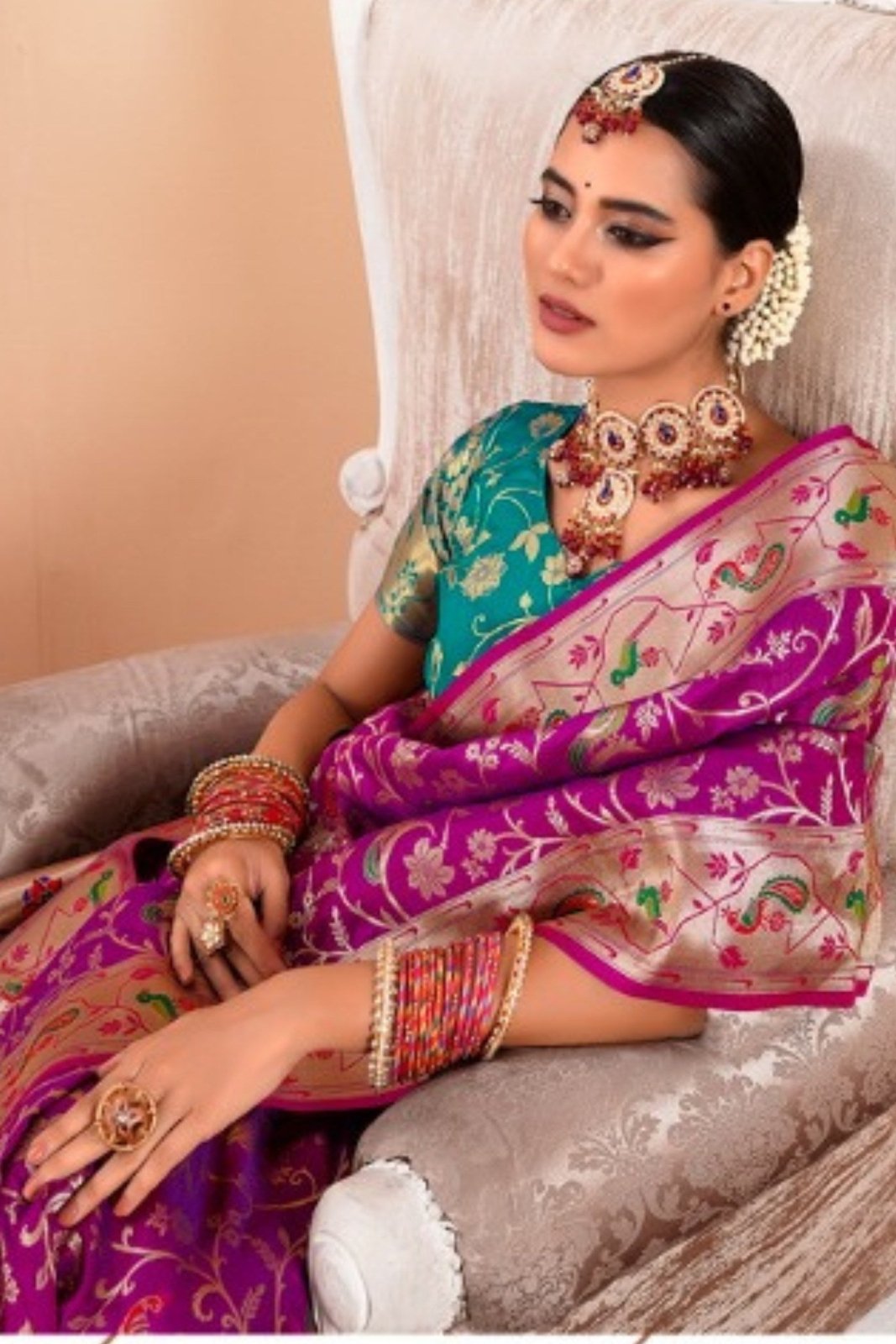 Shailja WIne Pure Paithani Silk Zari Weaving Saree
