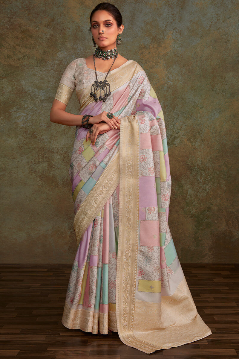 Shrinika Muted Rose Digital Printed Soft Silk Printed Saree
