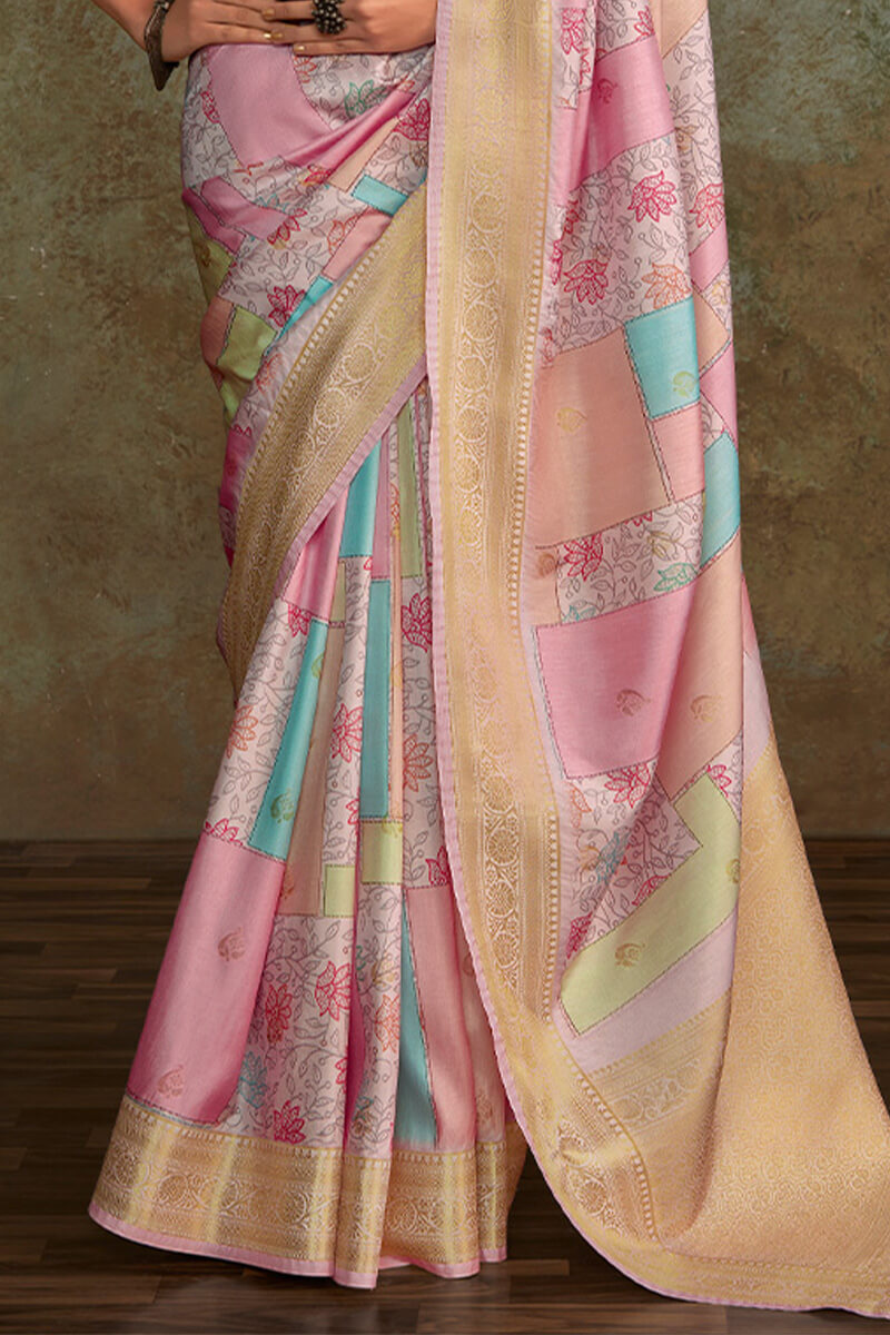 Shrinika Vintage Pink Digital Printed Soft Silk Printed Saree
