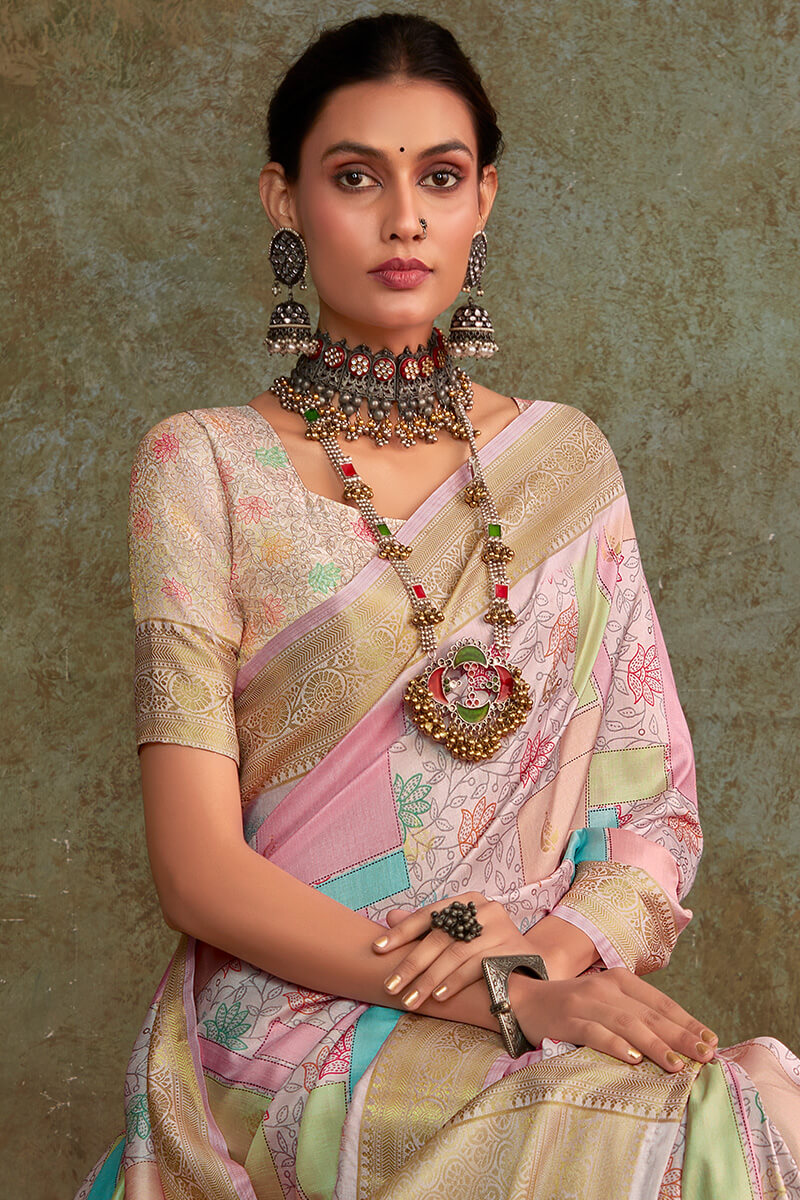 Shrinika Vintage Pink Digital Printed Soft Silk Printed Saree