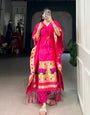 Pink Paithani Jacquard Zari Weaving Work Kaftan