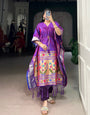 Purple Paithani Jacquard Zari Weaving Work Kaftan