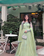 Olive Green Foux Gorgette Thread With Sequnce Work Suit Set