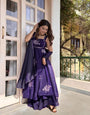 Purple Fendy silk Embroidery Thread With Sequnce Plazzo Set