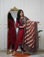 Maroon Pure Jaipuri Cotton Kalamkari Printed Work Suit Set