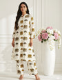 Yellow Rayon Cotton Elephant Printed 2pec Plazzo Set