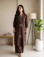 Brown Pure Cotton Embroidery Thread Work 2pec Plazzo Set