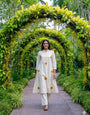 Cream Natural Cotton Embroidery Thread Work 2pec Plazzo Set