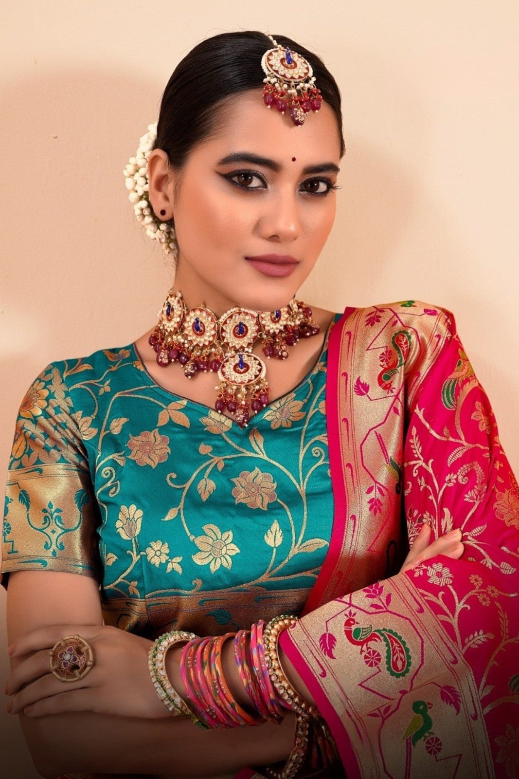 Shailja Pink Pure Paithani Silk Zari Weaving Saree