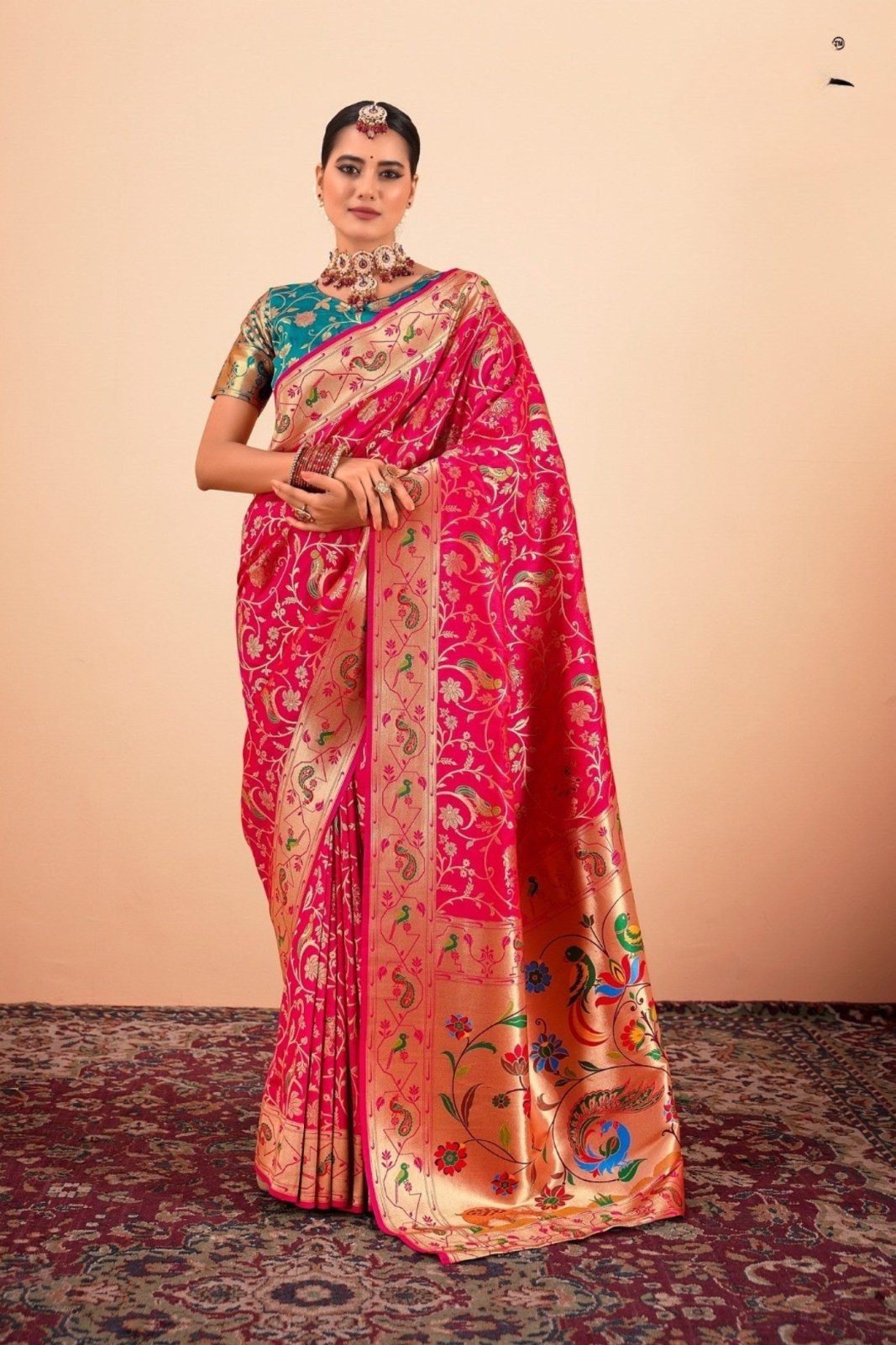 Shailja Pink Pure Paithani Silk Zari Weaving Saree