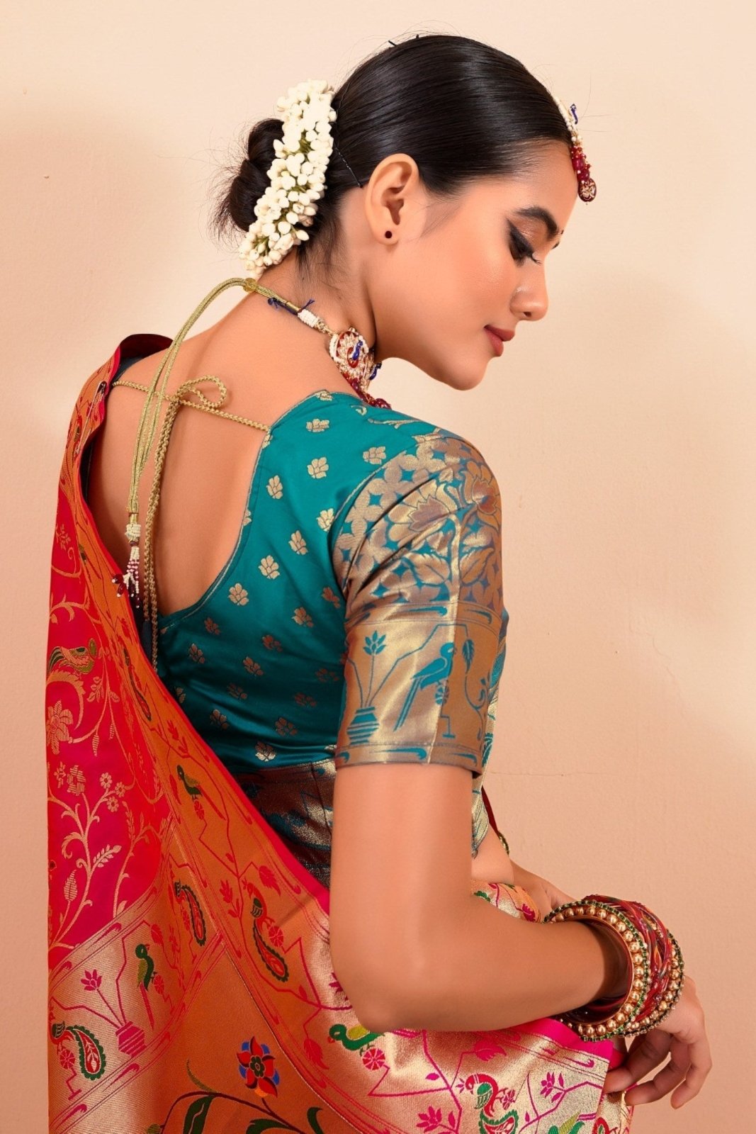 Shailja Pink Pure Paithani Silk Zari Weaving Saree
