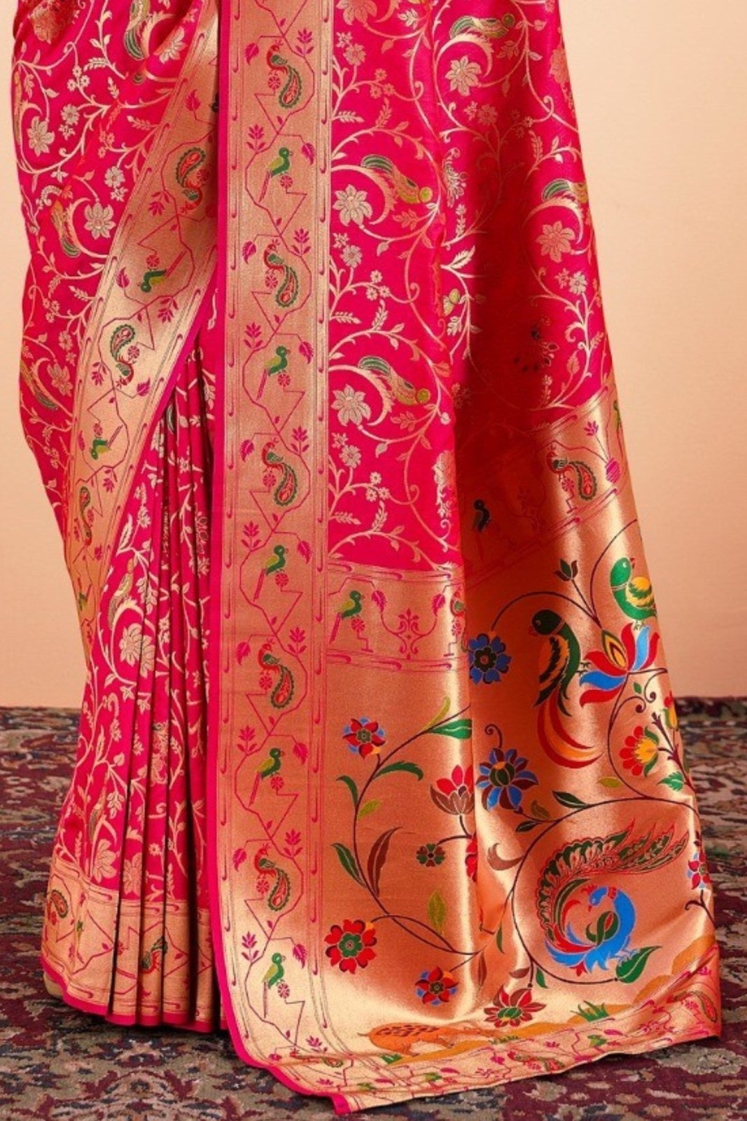 Shailja Pink Pure Paithani Silk Zari Weaving Saree