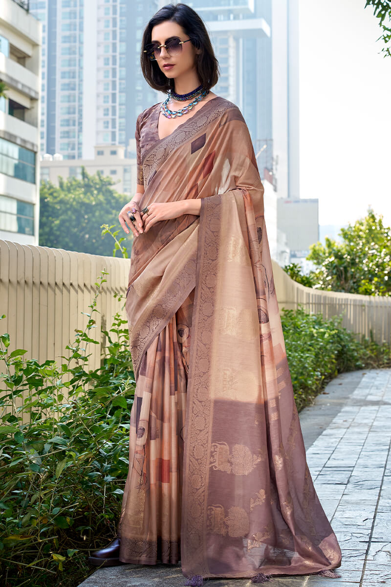 Pichwai Terra Blush Modal Silk Digital Print Zari Weaving Saree