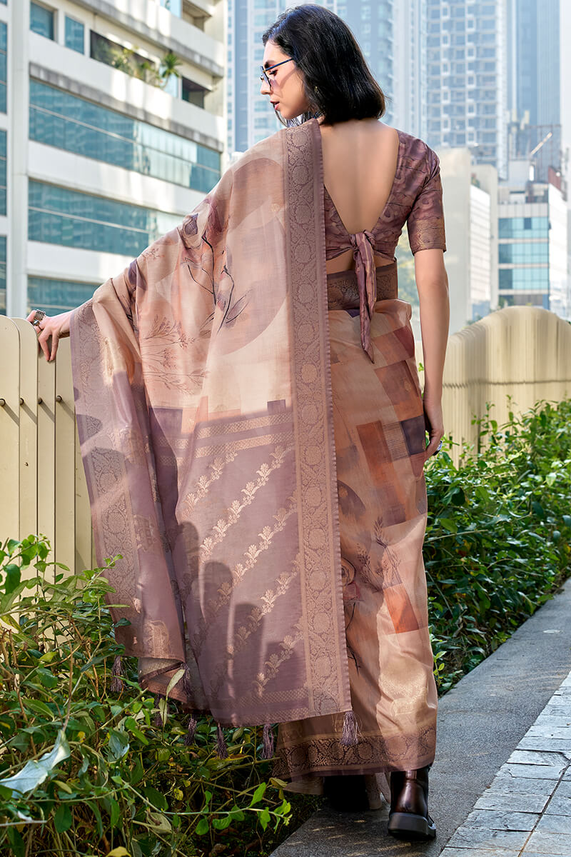 Pichwai Terra Blush Modal Silk Digital Print Zari Weaving Saree