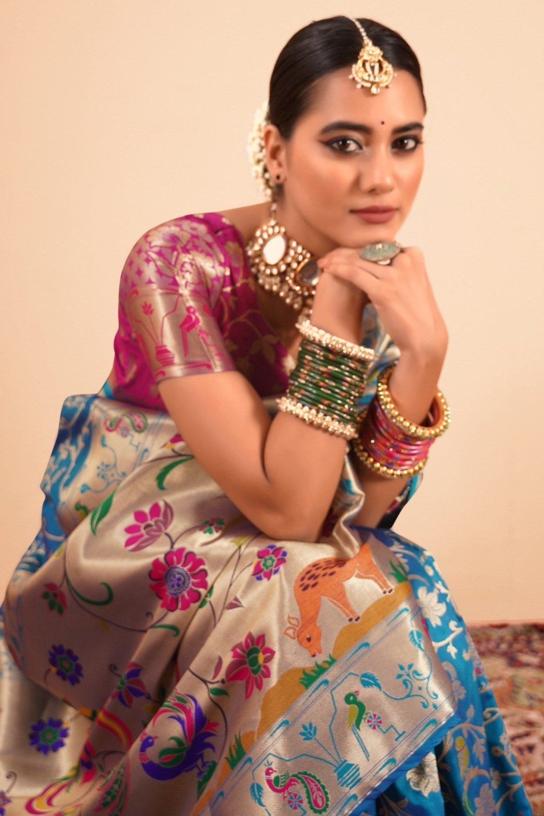 Shailja Blue Pure Paithani Silk Zari Weaving Saree