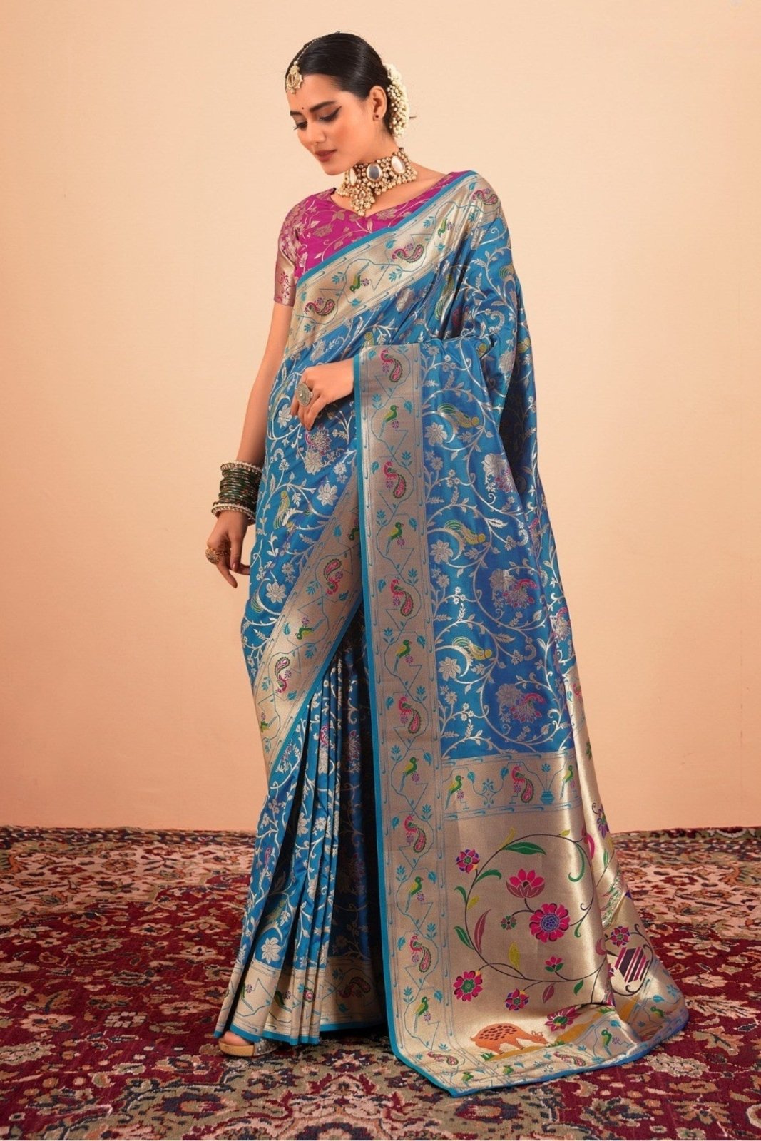 Shailja Blue Pure Paithani Silk Zari Weaving Saree