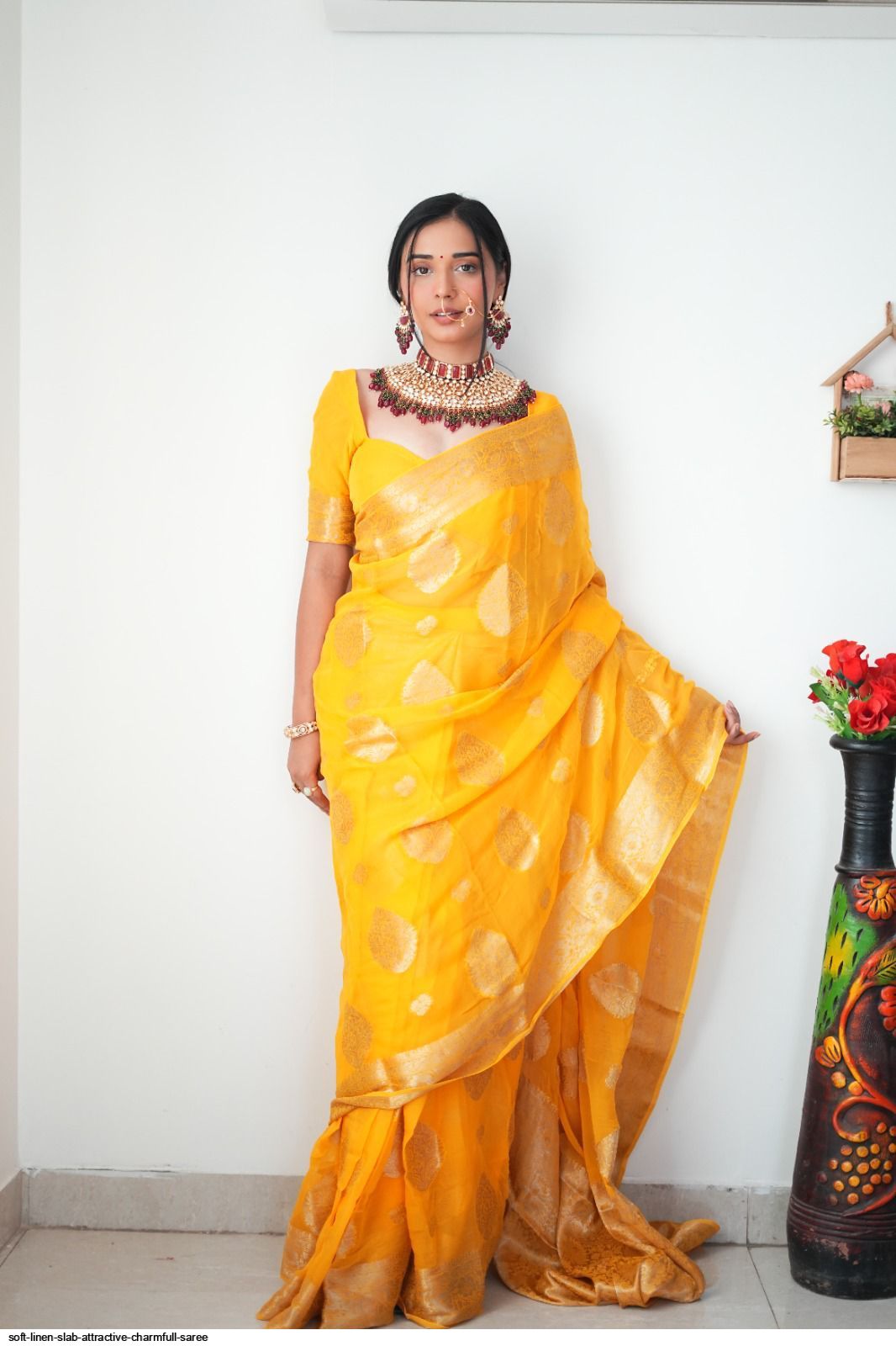 Delightful One Minute Ready To Wear Yellow Cotton Silk Saree