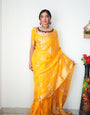 Delightful One Minute Ready To Wear Yellow Cotton Silk Saree