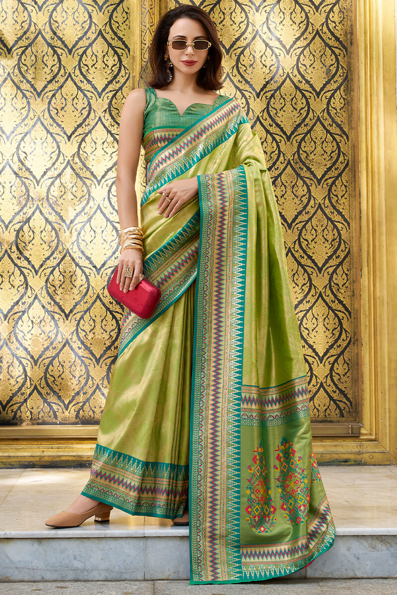 Rajgharana Green Tissue Silk Zari Woven Saree