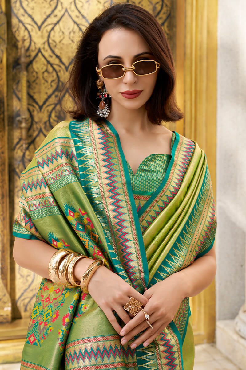 Rajgharana Green Tissue Silk Zari Woven Saree