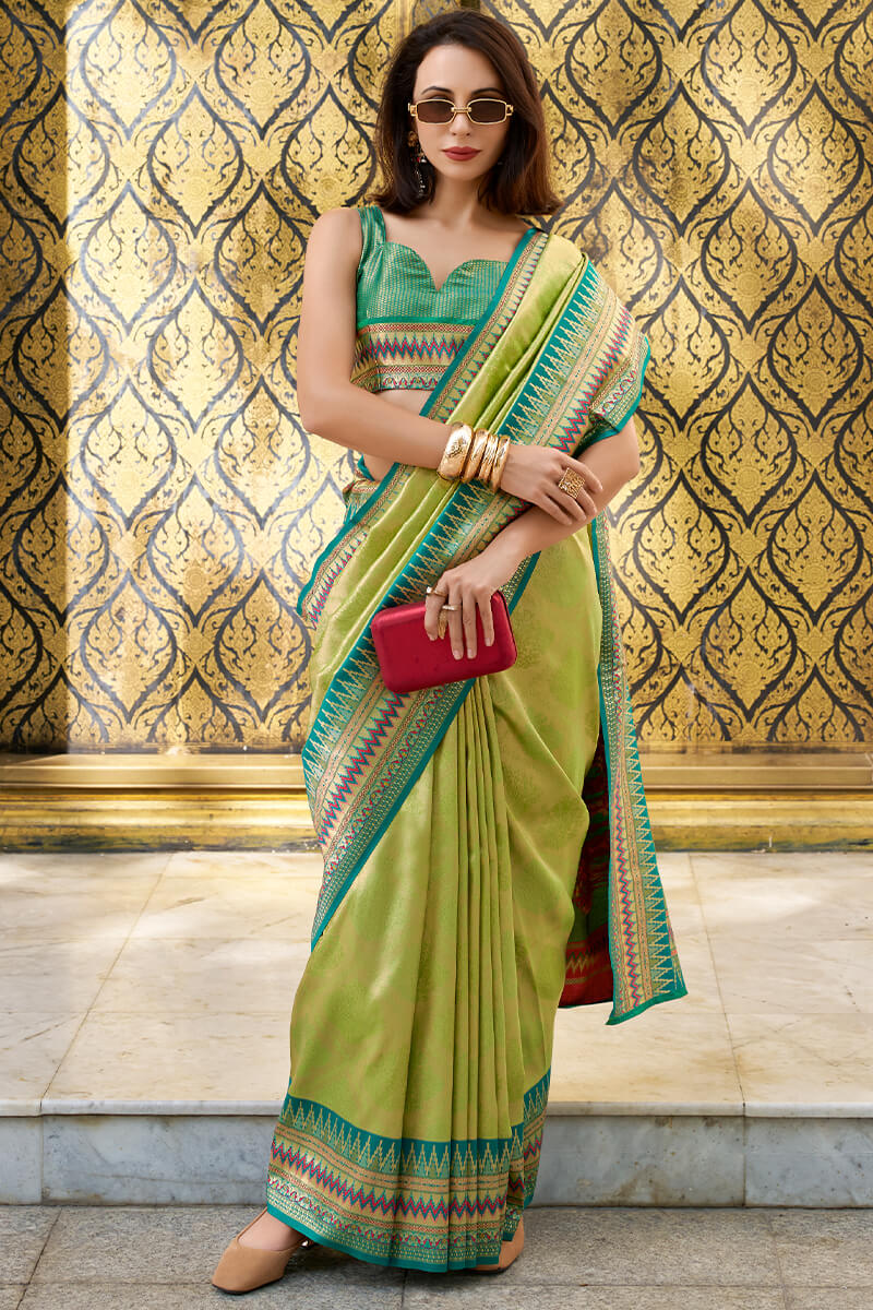 Rajgharana Green Tissue Silk Zari Woven Saree