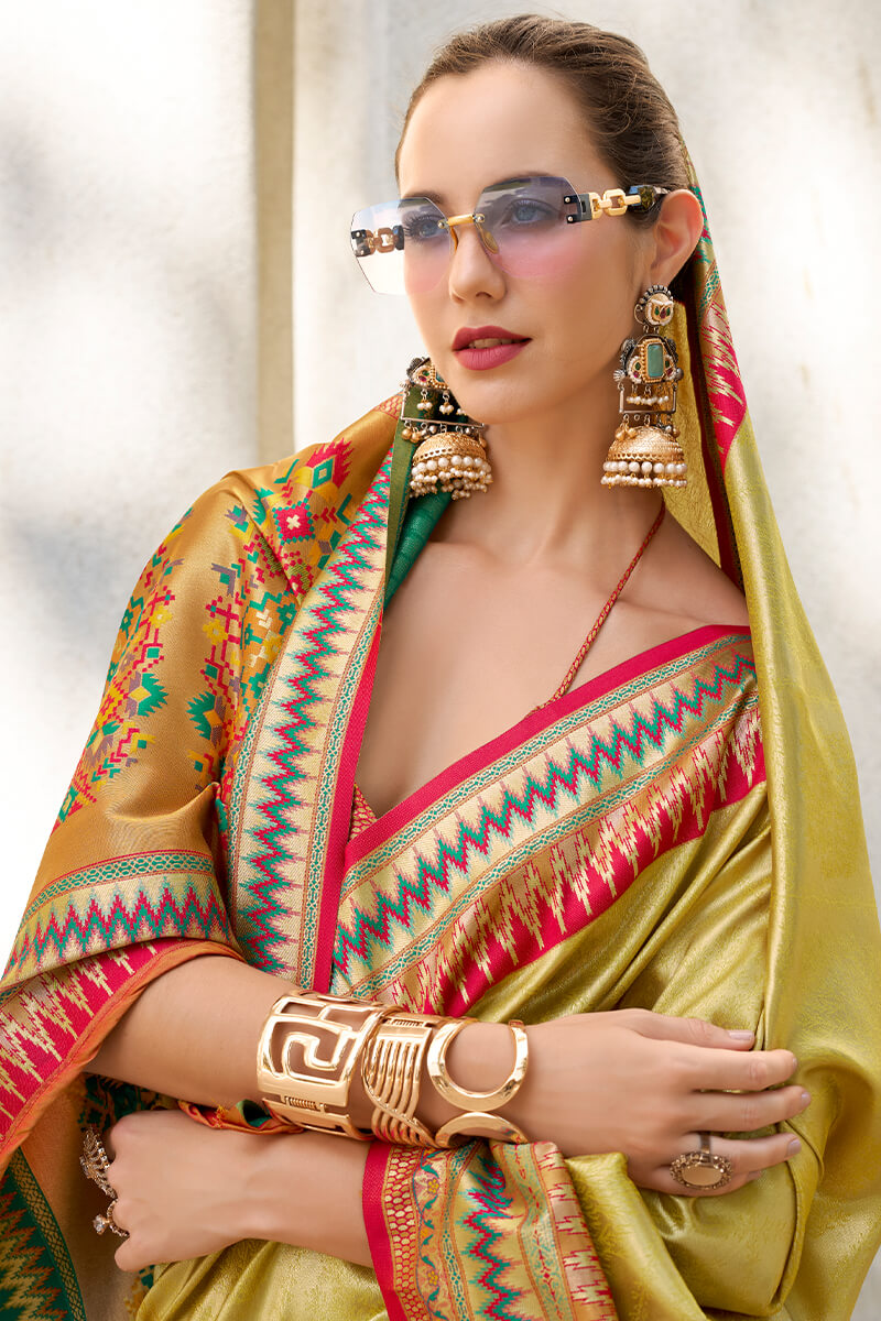 Rajgharana Yellow Tissue Silk Zari Woven Saree
